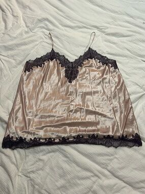 Cacique Blush Satin Chemise with Black Lace